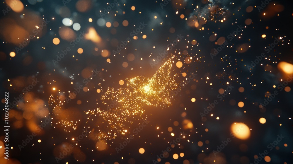 Abstract Background of Golden Sparkles and Blurred Lights Abstract Background of Golden Sparkles and Blurred Lights