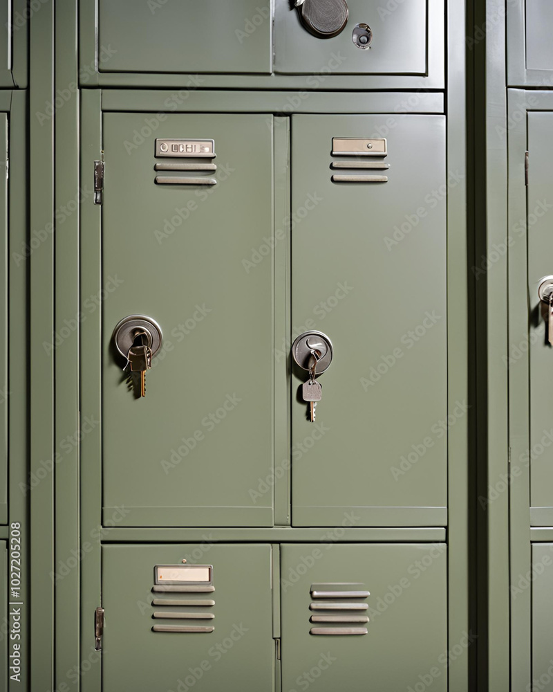 Fototapeta premium Locker, secure metal storage locker, office locker for personal items, school locker with lock, gym locker for sports equipment, storage locker with shelves, industrial locker for employee belongings,