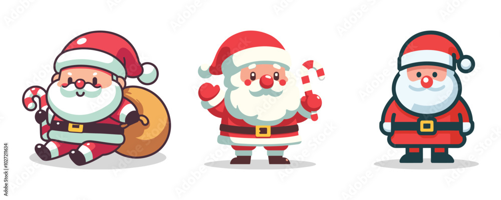 Cartoon Christmas Santa Claus Character set vector design Collection Cartoon Christmas Santa Claus Character set vector design Collection