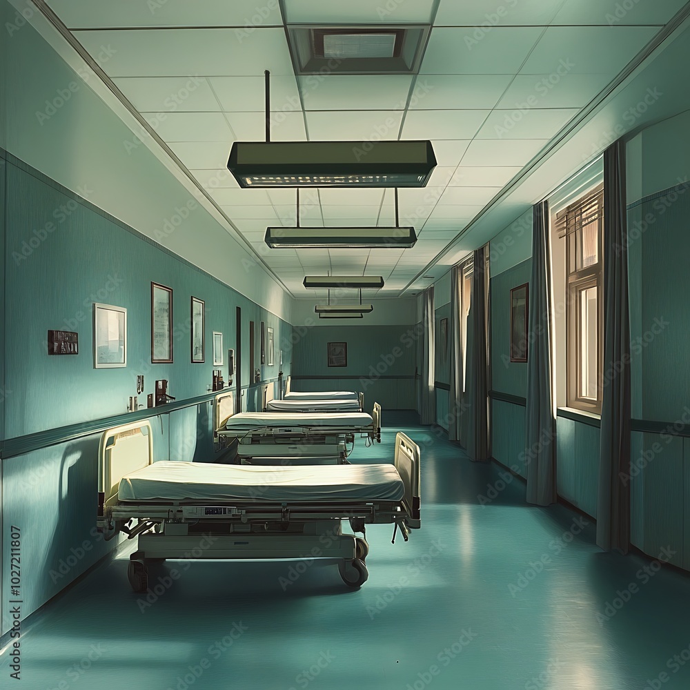 General hospital ward, unoccupied and known as ICU, shown editorially. General hospital ward, unoccupied and known as ICU, shown editorially.