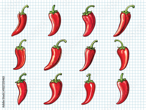 Spicy Hot Pepper Design Illustration - Vibrant Chili Design