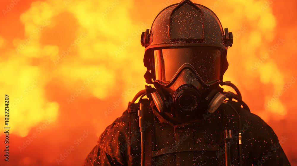 A firefighter in a protective suit stands amid intense flames, showcasing bravery and resilience in a dangerous environment. A firefighter in a protective suit stands amid intense flames, showcasing bravery and resilience in a dangerous environment.