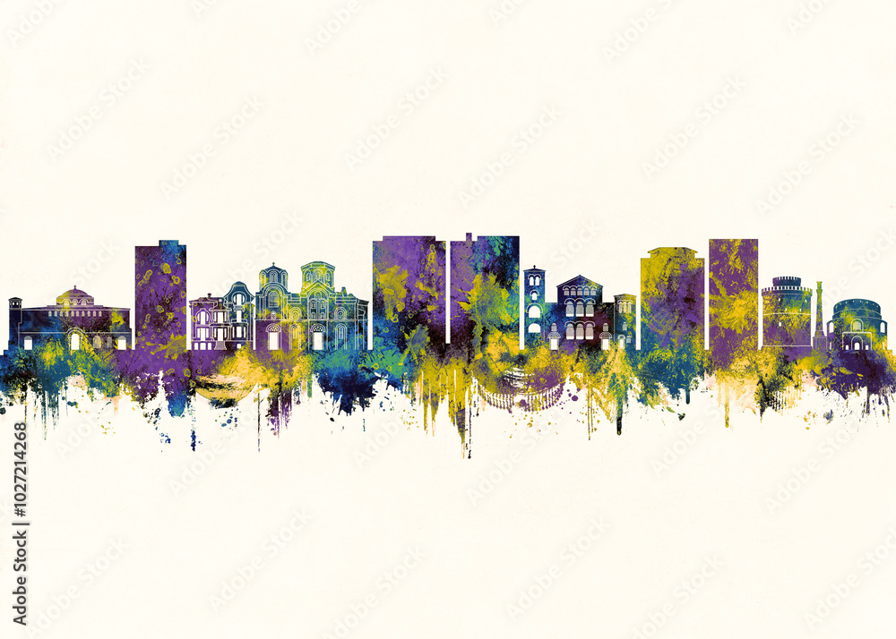 Obraz premium Thessaloniki City Skyline. Cityscape Skyscraper Buildings Landscape City Downtown Abstract Landmarks Travel Background Modern Art Architecture Business View Building Corporate