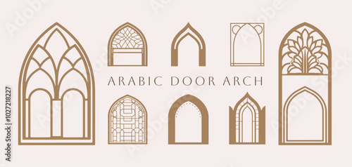 Islamic arch frame with arabic ornament