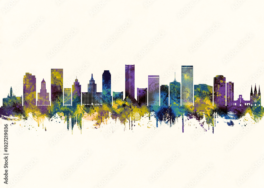 Tulsa City Skyline. Cityscape Skyscraper Buildings Landscape City Downtown Abstract Landmarks Travel Background Modern Art Architecture Business View Building Corporate