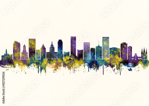 Obraz na płótnie Tulsa City Skyline. Cityscape Skyscraper Buildings Landscape City Downtown Abstract Landmarks Travel Background Modern Art Architecture Business View Building Corporate w salonie