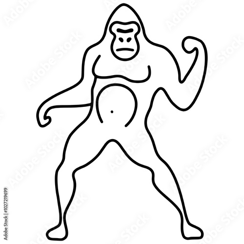 Wallpaper Mural ゴリラのシンプルでシュールな線画イラスト　透過背景の切り抜き Torontodigital.ca