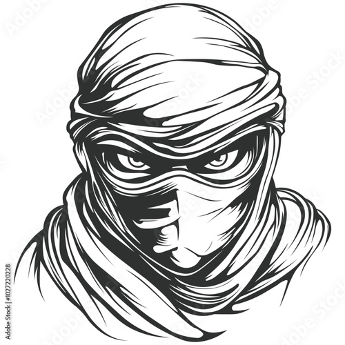 Ninja Face Vector Illustration