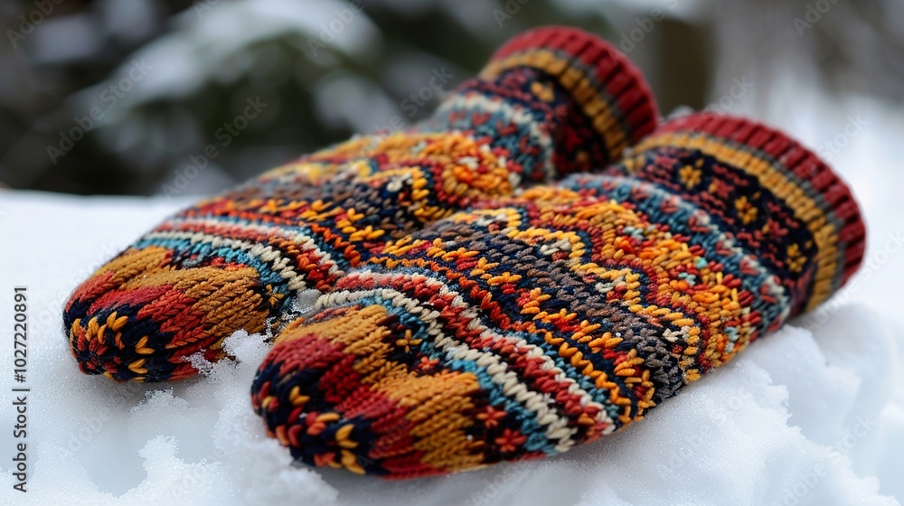 Colorful Knitted Socks in the Snow - Winter Warmth and Comfort Colorful Knitted Socks in the Snow - Winter Warmth and Comfort