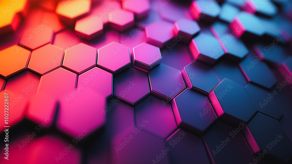 A colorful image of hexagons with a blue background. The image is abstract and has a vibrant, energetic feel to it A colorful image of hexagons with a blue background. The image is abstract and has a vibrant, energetic feel to it