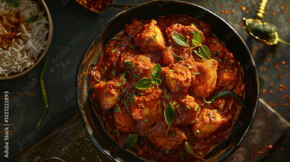 Flavorful Vindaloo with Fresh Ingredients on a Table Flavorful Vindaloo with Fresh Ingredients on a Table
