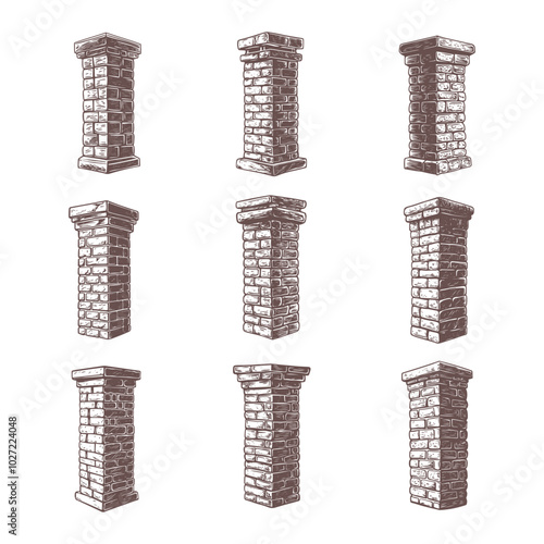 Brick chimney drawing clipart design illustration