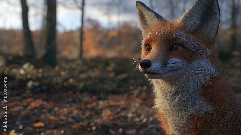 Obraz premium Captivating Portrait of a Fox in Autumn Forest