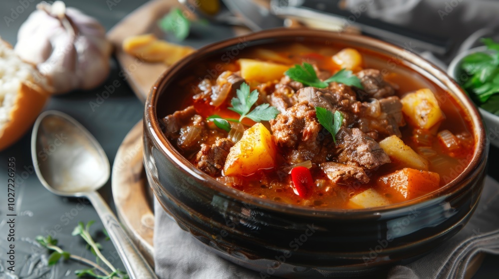 Traditional Goulash Dish from Hungary in Clean Setting Traditional Goulash Dish from Hungary in Clean Setting