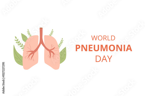 World Pneumonia Day template. Lungs and text, symbolizing global respiratory health awareness. Vector illustration.