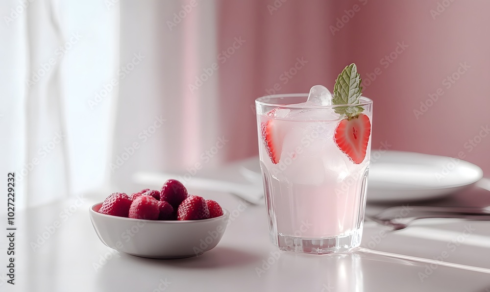 A refreshing strawberry lemonade , Generative AI A refreshing strawberry lemonade , Generative AI
