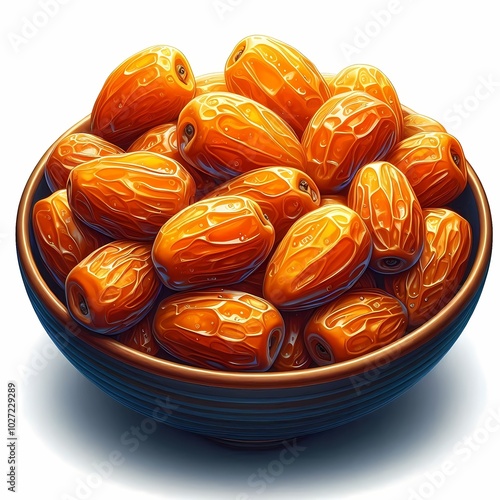 3d Ajwa Dates In White Bowl For Ramadan