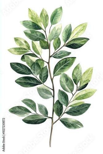 Swietenia macrophylla leaves illustrated on white background