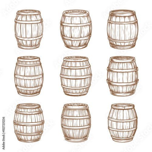 Wooden barrel drawing clipart design illustration photo