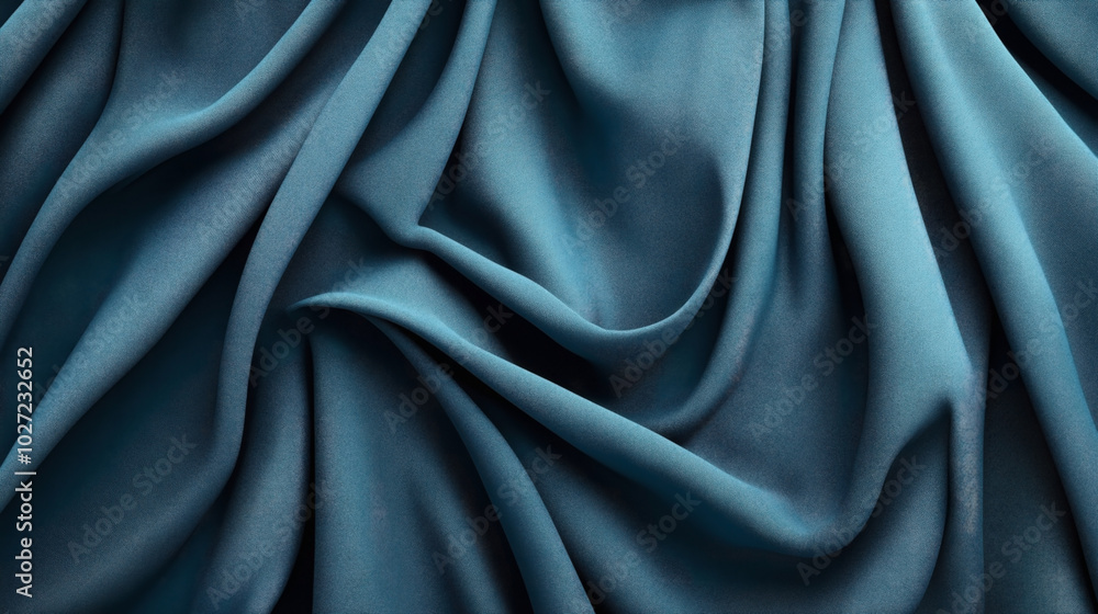 Wrinkled blue fabric texture with flowing creases and soft shadows creating a wave-like pattern across the surface enhancing depth and visual interest. Wrinkled blue fabric texture with flowing creases and soft shadows creating a wave-like pattern across the surface enhancing depth and visual interest.