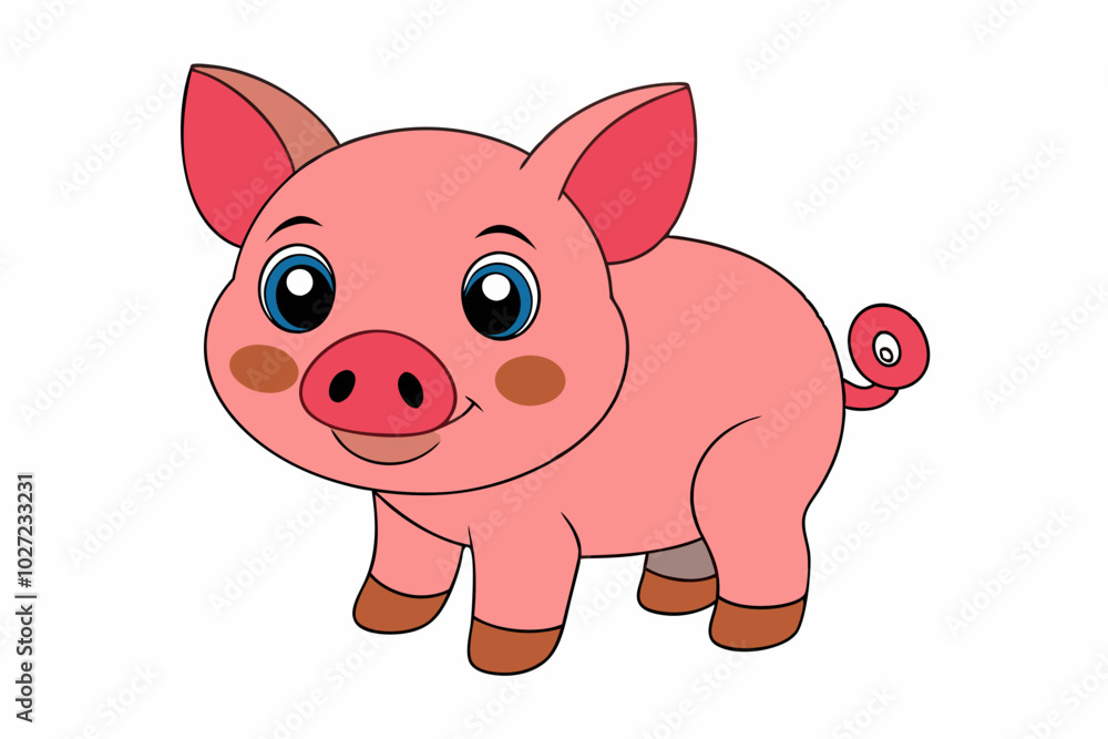 Fototapeta premium cartoon pig cartoon.white background