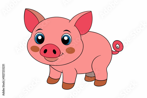 cartoon pig cartoon.white background