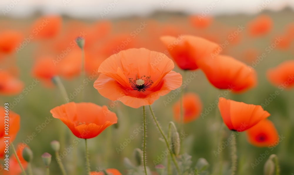 Obraz premium closeup of california poppies, Generative AI 