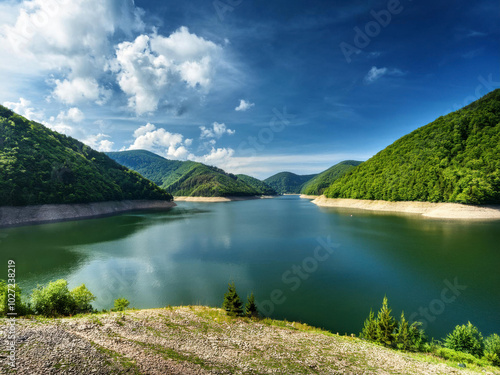 lake and mountains landscape