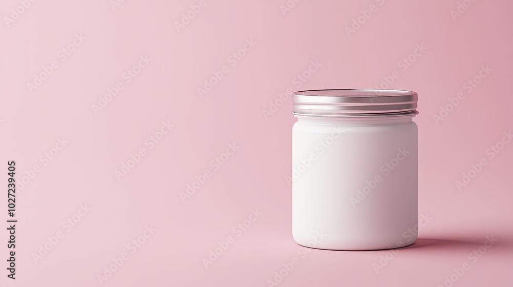 Simple White Jar on Soft Pink Background Simple White Jar on Soft Pink Background