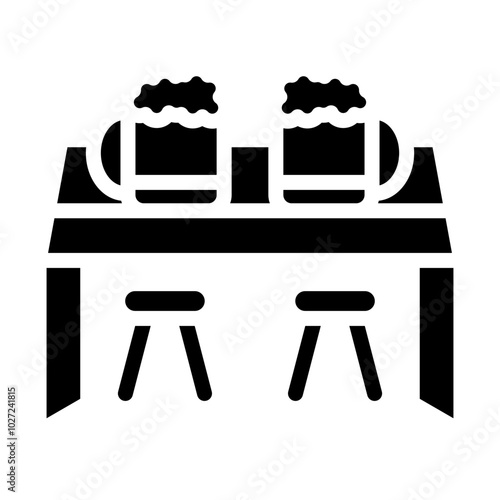 Beer Garden Table and Chairs Vector Design Icon Style