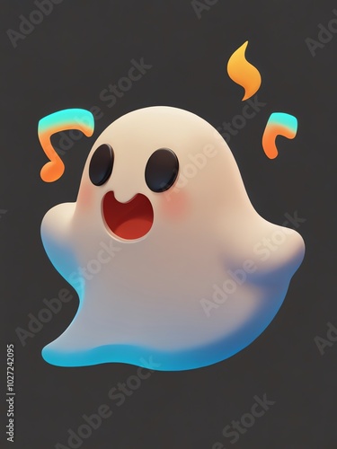 Cute Singing Ghost Illustration photo