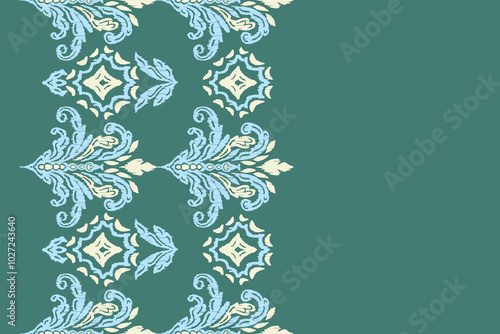 Motifs African boho paisley Floral Ikat seamless pattern embroidery border. Ethnic ikat floral Ethnic Indian Pattern Ikat pattern Ethnic Pattern.Border floral Aztec embroidery border seamless patterns