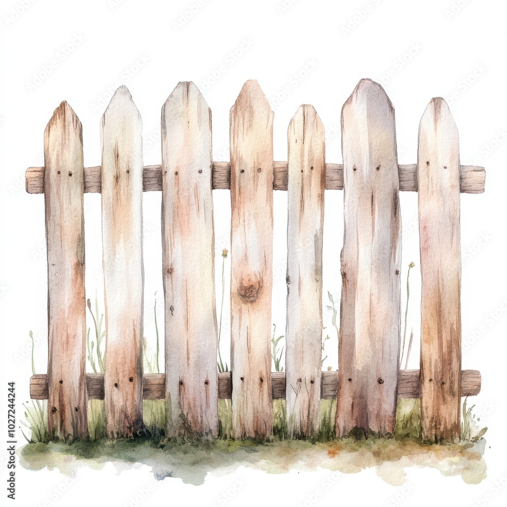 Obraz premium Charming wooden fence illustration with a rustic design, perfect for nature-themed projects and countryside aesthetics.