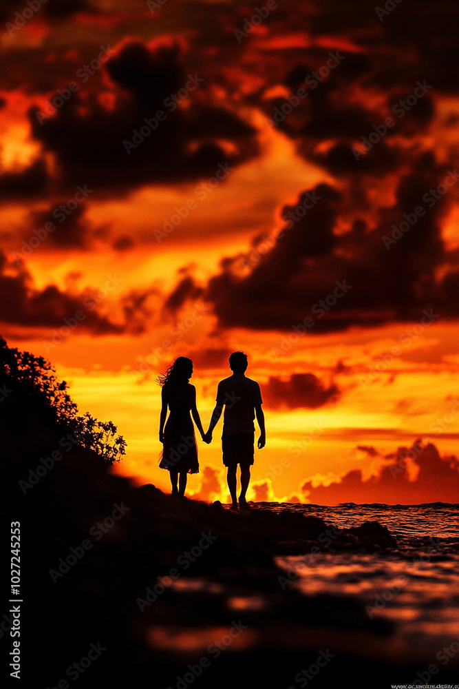 Couple at the Beach at Sunset Couple at the Beach at Sunset