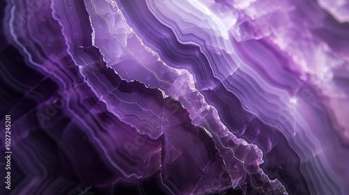 Amethyst crystal texture. Close-up macro shot of amethyst crystal, showcasing its vibrant purple hues and intricate patterns. This image symbolizes peace, serenity, and spiritual connection.