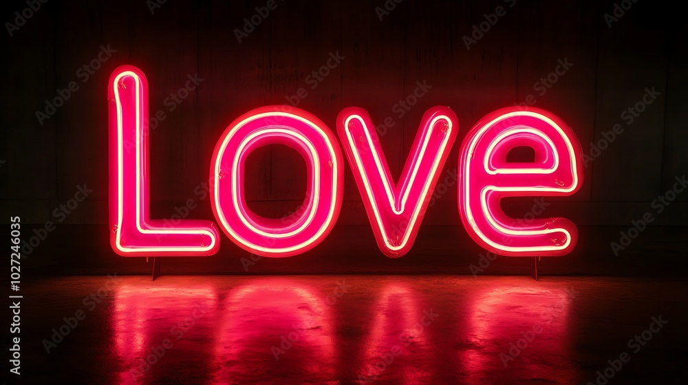 Warm Neon Love Sign in Red and Pink Glow Warm Neon Love Sign in Red and Pink Glow