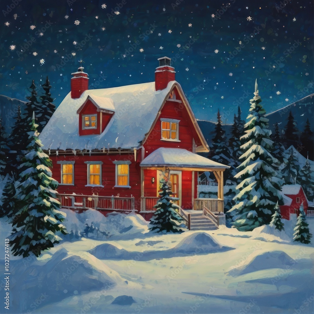 Fototapeta premium marry Christmas festive winter scene