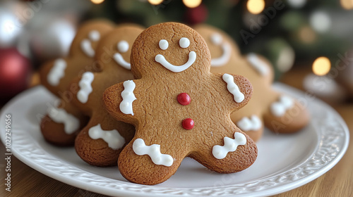 Gingerbread cookies for New Year close-up