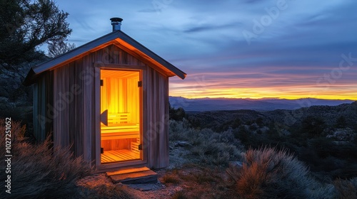 Serene Twilight Sauna Retreat in Mountain Wilderness