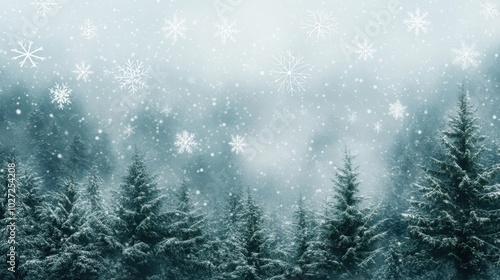 Enchanting Winter Forest with Glistening Snowflakes