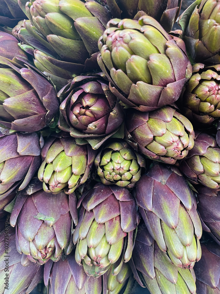 artichokes on a market stall artichokes on a market stall
