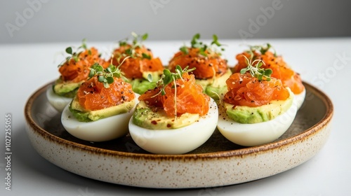 Gourmet Deviled Eggs with Smoked Salmon and Avocado