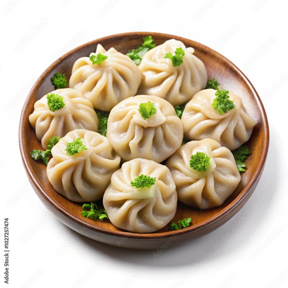 plate of dumplings or momos isolated on white background plate of dumplings or momos isolated on white background
