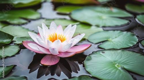 Beautiful Water Lily on Serene Pond Surface