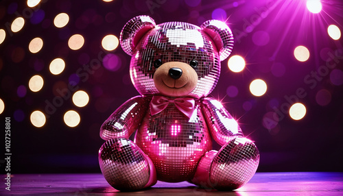 pink shiny disco teddy bear