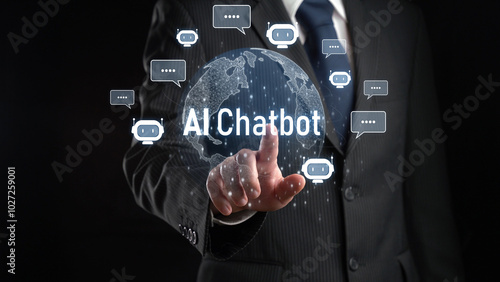 Human interact with AI artificial intelligence virtual assistant chatbot in concept of AI artificial intelligence prompt engineering, LLM AI deep learning to use generative AI for work support. FaaS