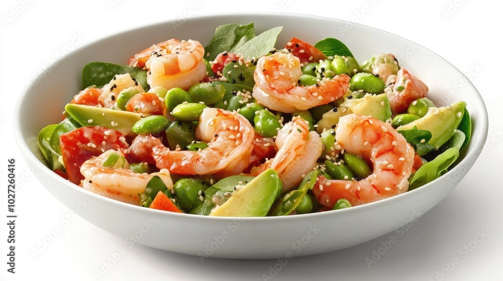 Fresh Shrimp Salad with Green Vegetables and Dressing Fresh Shrimp Salad with Green Vegetables and Dressing
