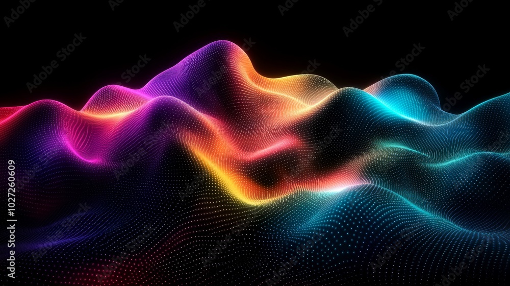 Abstract Wavy Landscape of Glowing Particles Abstract Wavy Landscape of Glowing Particles