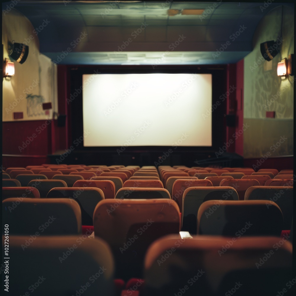 An empty cinema hall with plush red seats facing a blank white screen, evoking anticipation and nostalgia for movie magic. An empty cinema hall with plush red seats facing a blank white screen, evoking anticipation and nostalgia for movie magic.