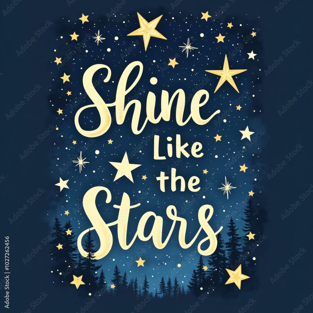 Fototapeta premium Shine Like the Stars Night Sky Illustration for T-shirt Design